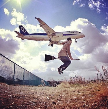 漂浮创意摄影 哈利波特的扫帚飞行记