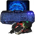 剑圣一族背光有线键鼠套装 有线发光键盘鼠标套装 夜光游戏USB牧马人风格背光键鼠套装 黑剑圣L10+鬼釜三色