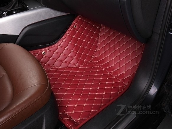 亚洲象时尚系列汽车脚垫菱形格酒红色