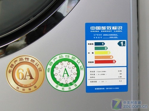 三洋xqg55-l832g滚筒洗衣机技术特征&能效标识